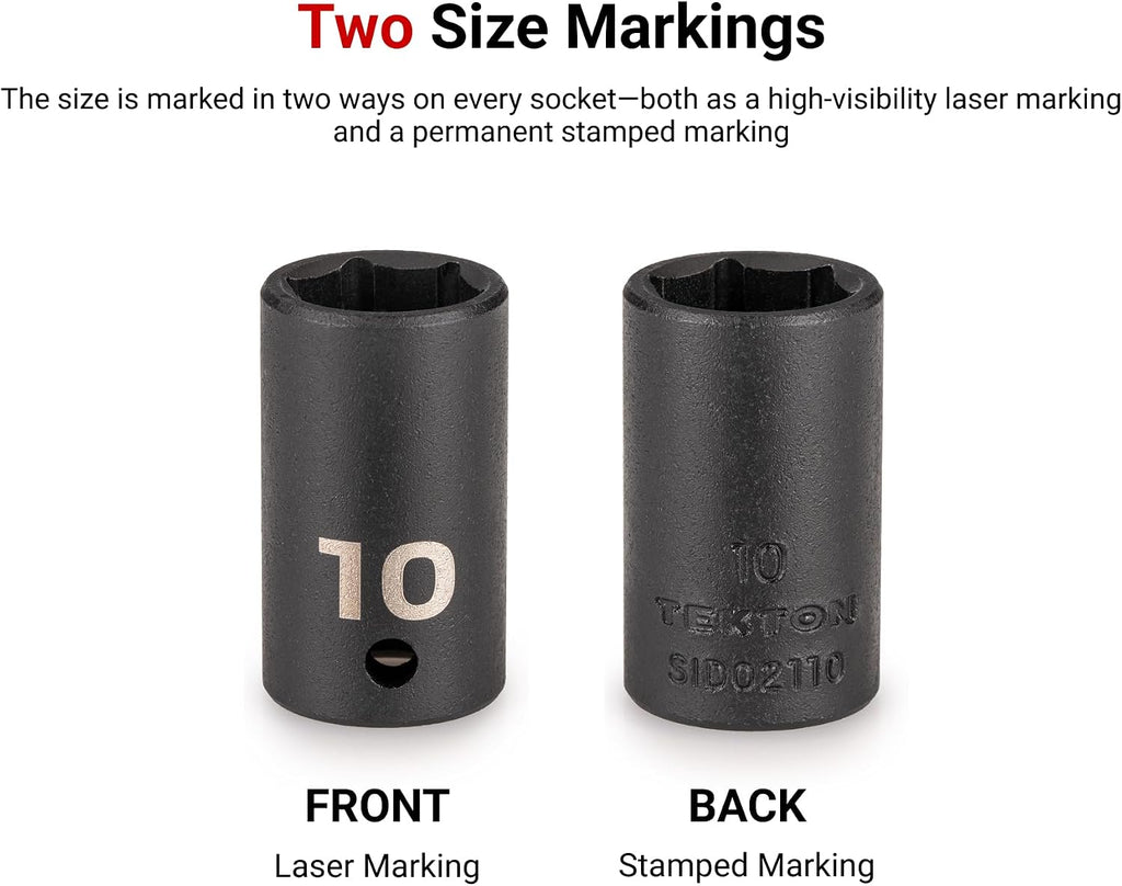 TEKTON 1/2 Inch Drive Shallow 6-Point Impact Socket Set, 8-Piece (1-9/16-2 in.) | SID92004