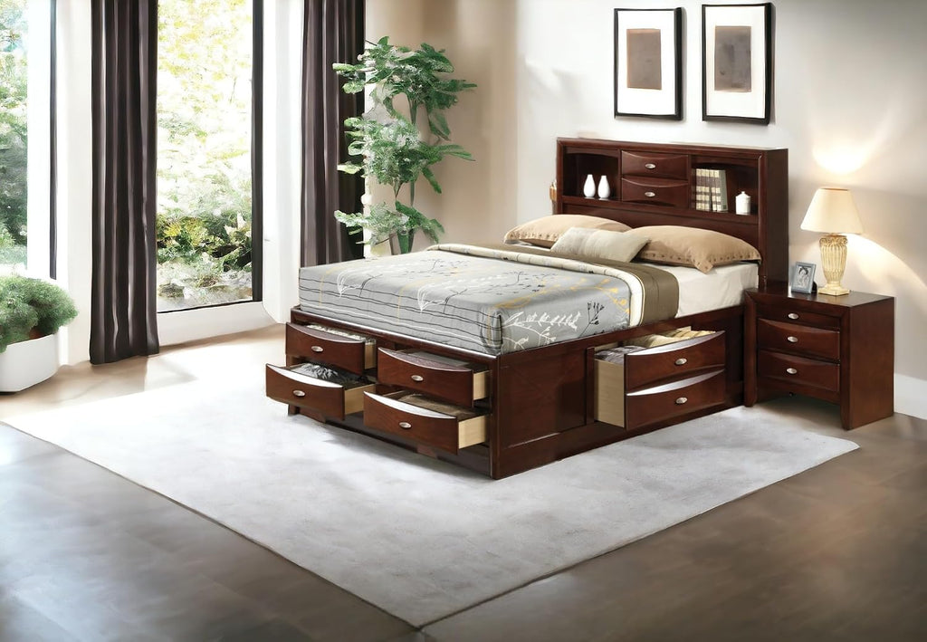 Acme Ireland Full Wood Platform Bed with Storage Drawers in Espresso