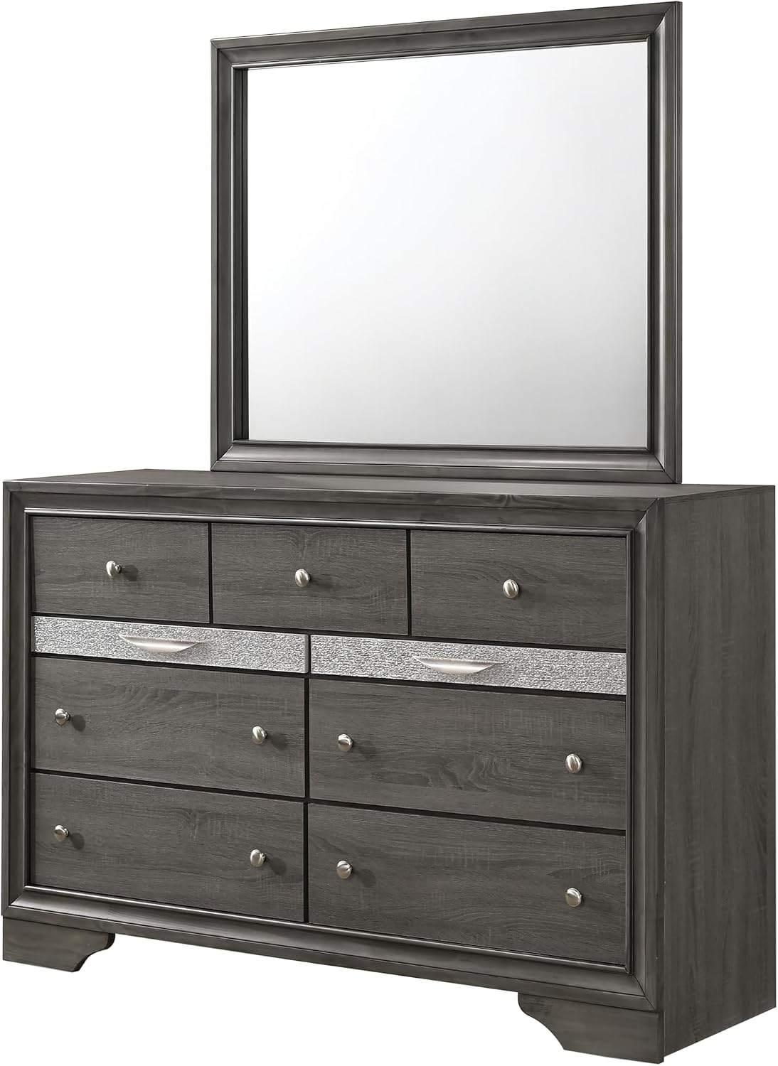 Traditional Style Full 4 Pcs Storage Bedroom Set Made with Wood in Gray