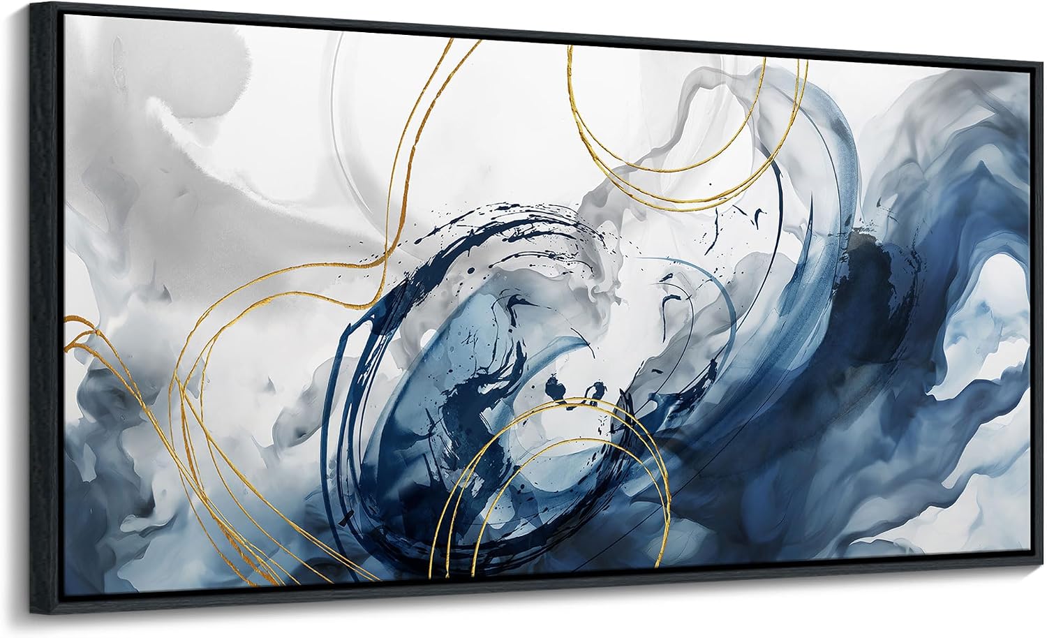 Mofutinpo Large Framed Canvas Art Wall Art Blue Abstract Wall Decor Modern Home Decor Office Wall Decor Home Decorations for Living Room Minimalist Bedroom Artwork 29×58in