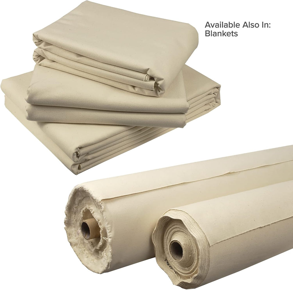 Creative Mark Unprimed Cotton Duck Deluxe Canvas Roll - 7 Ounce Single Fill Roll - 52' x 30 Yards - Uniform Medium Texture - Economy Cotton Sheeting - Bulk Un-Stretched Duck Canvas Fabric for Artists