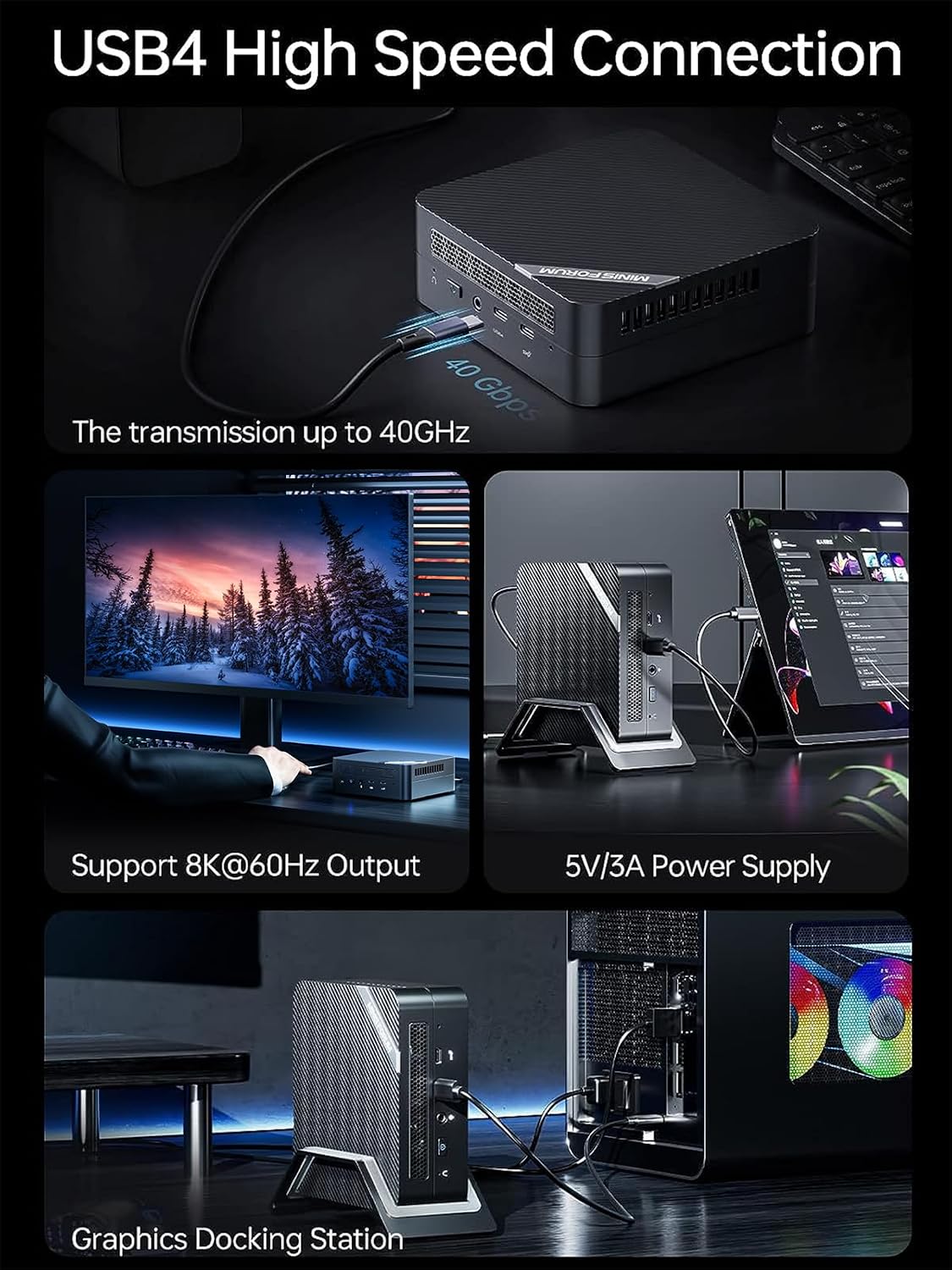 MINISFORUM Venus Series UM773 Lite Mini PC AMD Ryzen 7 7735HS Desktop Computer, DDR5-4800 32GB 512GB PCIe4.0 SSD, 2.5Gbps LAN, 2X4K HDMI, 1X8K USB4 Output, Radeon 680M Graphics Micro PC
