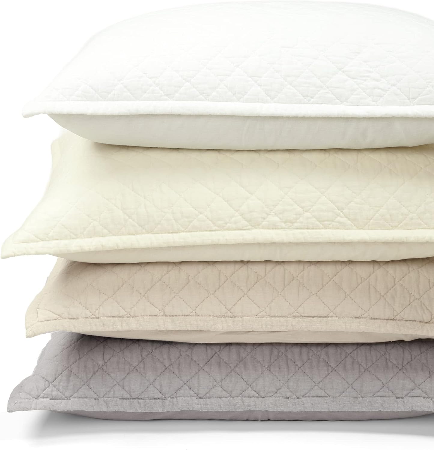 Lush Decor Belgian Flax Linen Blend Quilt King Size 3 Piece Set King/California King Gray - Linen Bedding Set King Quilt - Cream Bedding - Modern Decor