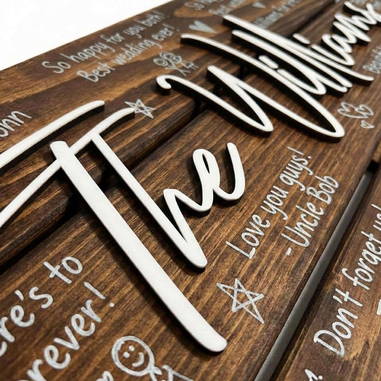 Personalized Wedding Guest Book Alternative - Custom Last Name Wood Sign with 3D Raised Lettering - Rustic Wedding Decor - Large Wood Guest Sign-in Board for Reception - XXLarge 40'x20'