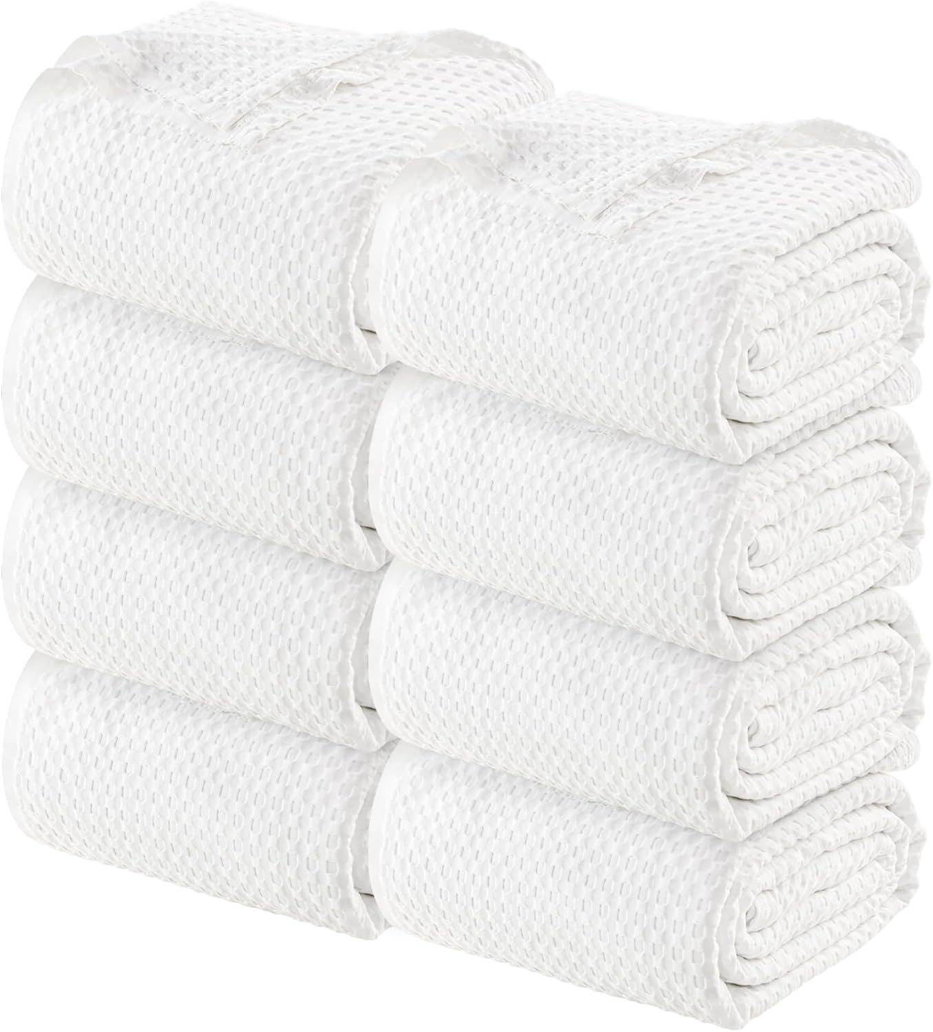 Utopia Bedding White 100% Cotton Waffle Blanket 300 GSM [Queen - 90x90 Inch] Soft Lightweight Breathable Bed Blanket for All Season (Pack of 8)