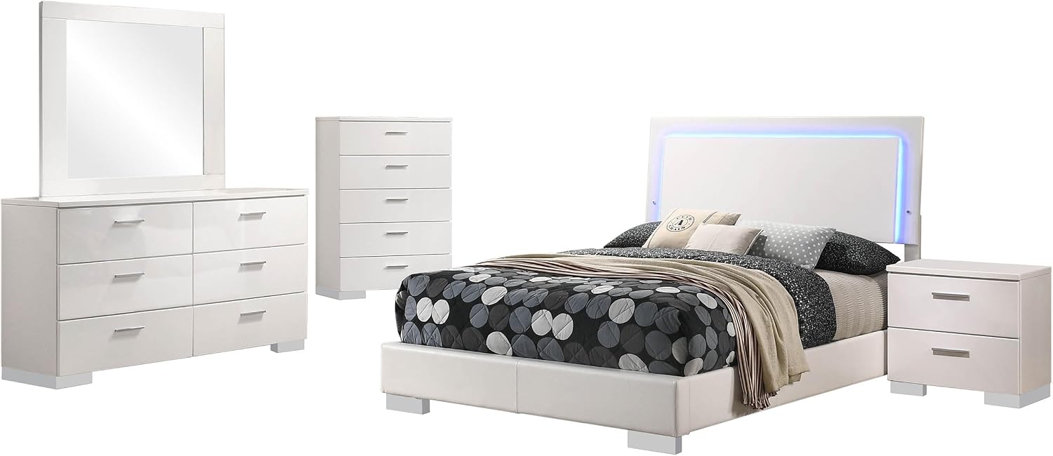 White High Gloss 5 Full Bedroom Set