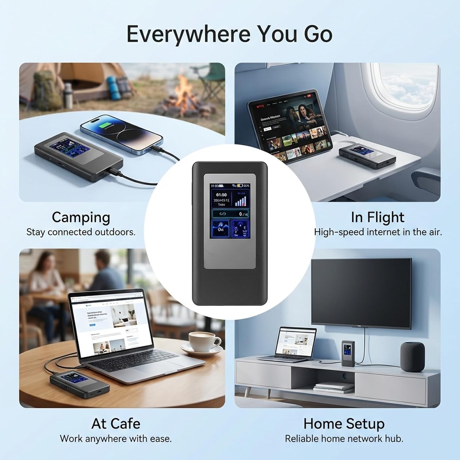 5G Mobile Hotspot, Portable WiFi Device with Dual Band 2.4/5.8GHz and 4400mAh Battery – High Speed Wireless Internet, Supports 16 Devices for Travel, Business, Home