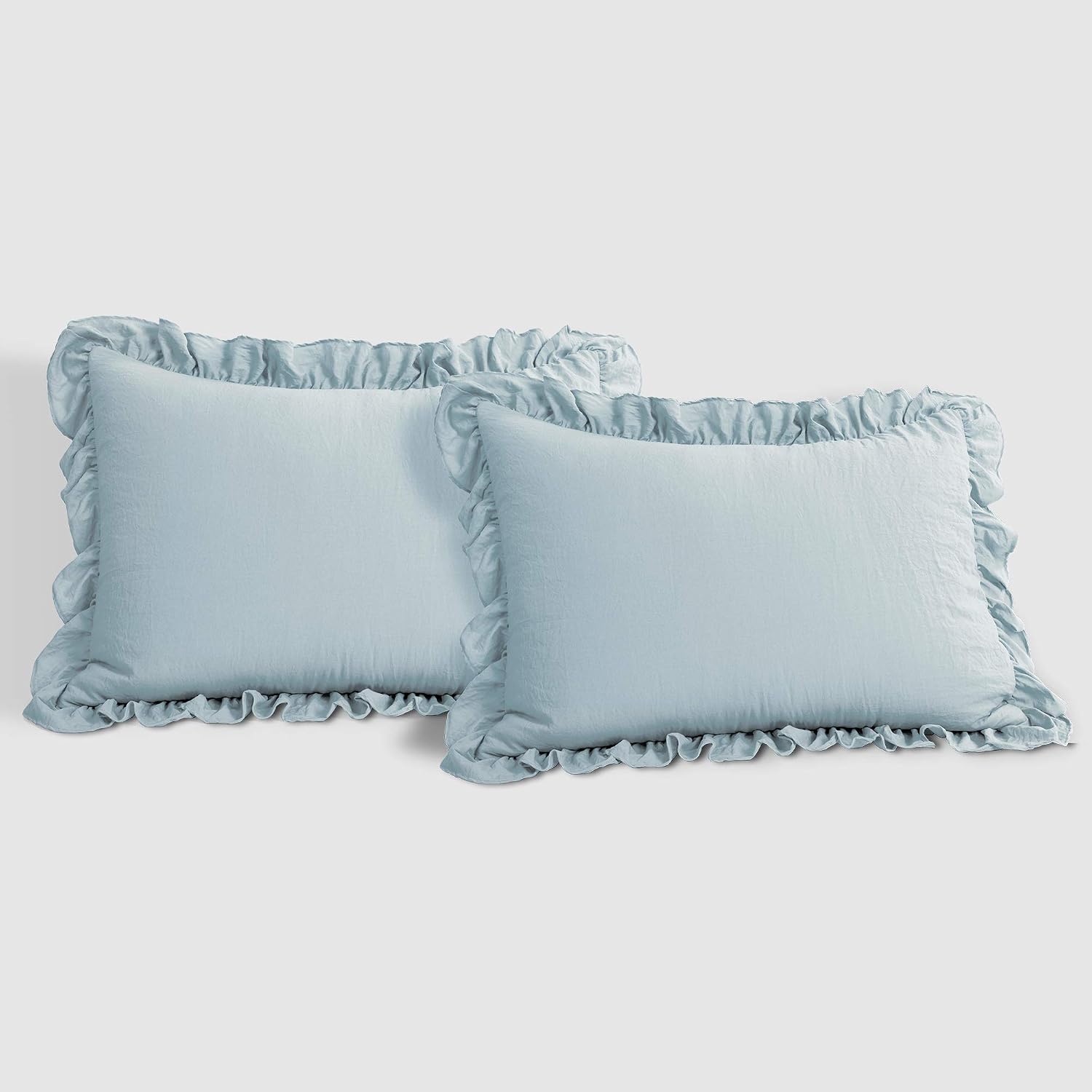 Lush Decor Reyna Ruffle Comforter Set, Full/Queen, Lake Blue, 3 Piece Cozy Bedding Set