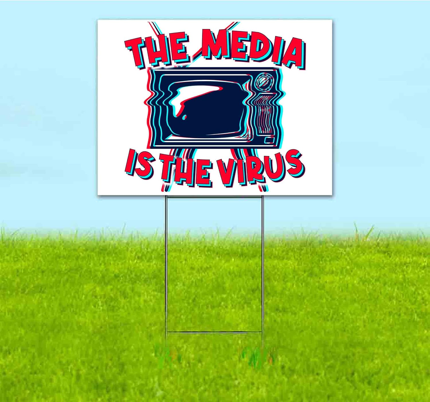 The Media is The Virus (18' x 24') Yard Sign, Quantity Discounts, Multi-Packs, Includes Metal Step Stake, Bandit, Lawn Sign, Advertising, USA | Political, Politics, Anti-Media, Television