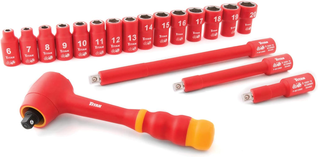 Titan 68100 19-Piece 3/8-Inch Drive VDE Insulated Socket Set