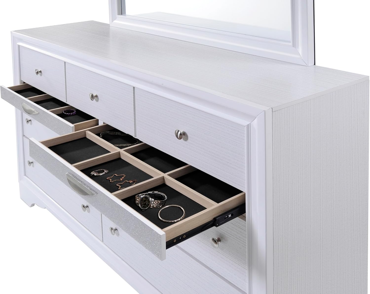Style Full 4 Storage Bedroom Set Made with Wood in White