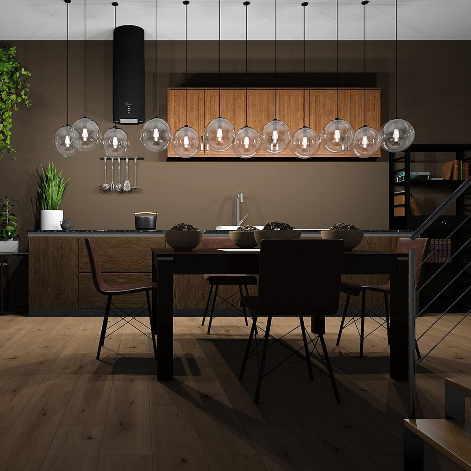 3-Light Multi Pendant Light Fixture Modern Pendant Lighting Chandelier Lamp for Living Room Bedroom Farmhouse (Black)