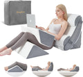 Kingfun 6PCS Orthopedic Bed Wedge Pillow Set for Headboard, Post Surgery Memory Foam Support Pillows for Back, Neck and Leg Pain Relief, Adjustable Triangle Pillow - Acid Reflux, Anti Snoring & GERD