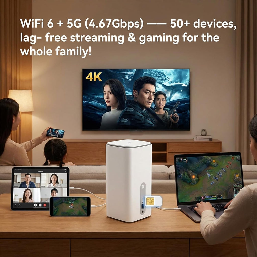 5G CPE Router with SIM Card Slot,Dual Band Portable Cellular Router,NSA SA WiFi 6 5G Routers Dual Band Cellular Modem for Home Office Indoor Wireless Internet