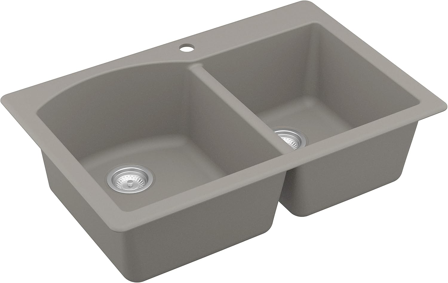 Karran 33' Drop-In/Top Mount Quartz Composite 1-Hole 60/40 Double Bowl Kitchen Sink in Concrete