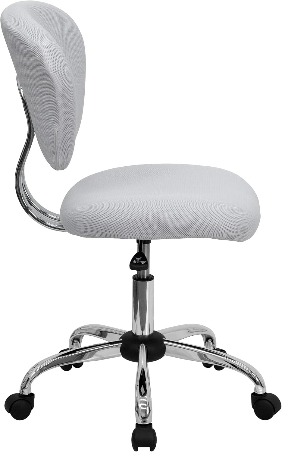 Flash Furniture Beverly Mid-Back White Mesh Padded Swivel Task Office Chair with Chrome Base