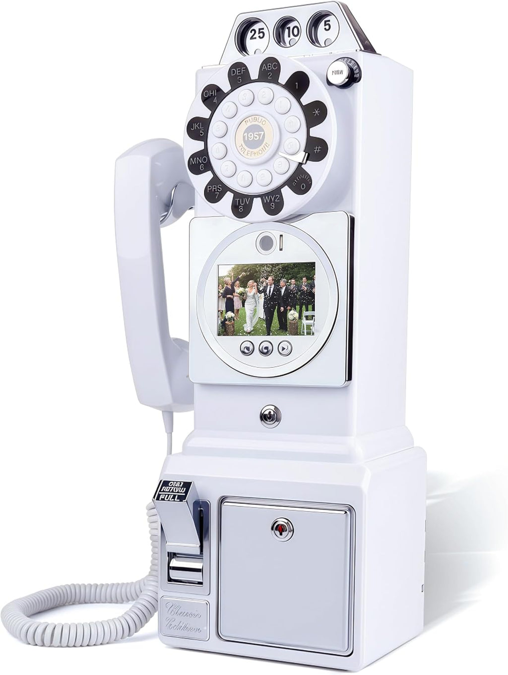 RetroVox Video & Audio Guest Book Wedding Phone Guestbook Creative Easy to Use & Fun Engagements Anniversaries Baby Showers Graduation (B White)