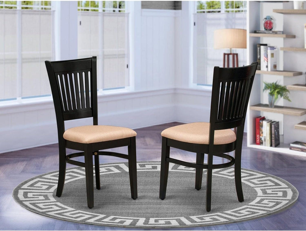 East West Furniture VAC-BLK-C Vancouver Dining Chairs - Linen Fabric Upholstered Wood Chairs, Set of 2, Black