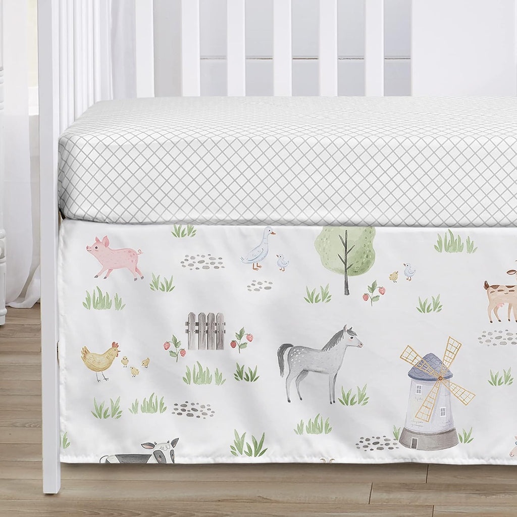 Sweet Jojo Designs Farm Animals Boy or Girl Baby Crib Bedding Set Infant Nursery BreathableBaby Breathable Mesh Crib Liner Blanket Sheet Skirt 6 PC Gender Neutral Farmhouse Barn Horse Cow Sheep Pig