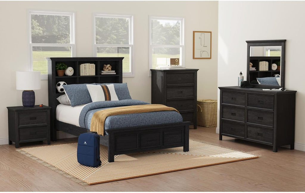 Picket House Brooklyn Kids Full Bookcase 3PC Bedroom Set in Charcoal