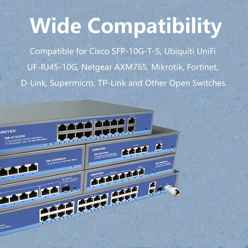 10G SFP+ to RJ45 Transceiver, 10GBase-T Copper SFP+ Module for Cisco SFP-10G-T-S, Ubiquiti UniFi UF-RJ45-10G, MikroTik S+RJ10, Netgear AXM765, Fortinet, Cat.6a/7, up to 30m (Pack of 4)