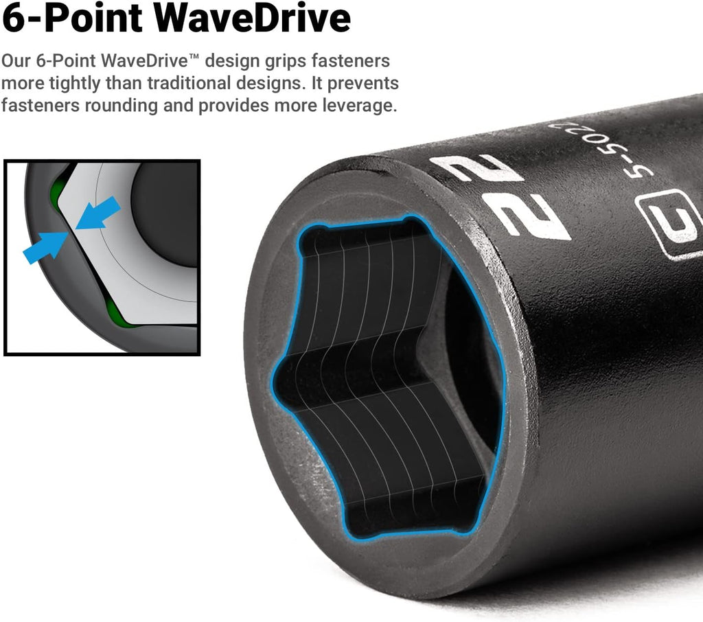 Capri Tools 1/2-Inch Drive Deep Impact Socket Set with Adapters and Extensions, Chrome Molybdenum, Master Set Metric and SAE, Manganese Phosphate, 63-Piece