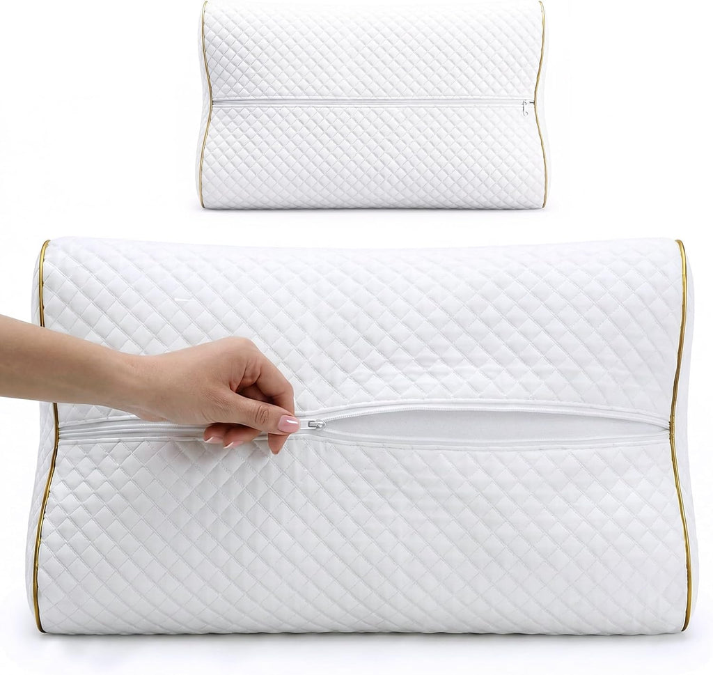 Royal Therapy King Memory Foam Pillows 2-Pack – Ergonomic Cervical Pillow for Neck and Shoulder Pain – Medium Firm Contour Pillow for Side, Back, and Stomach Sleepers – CertiPUR-US Certified