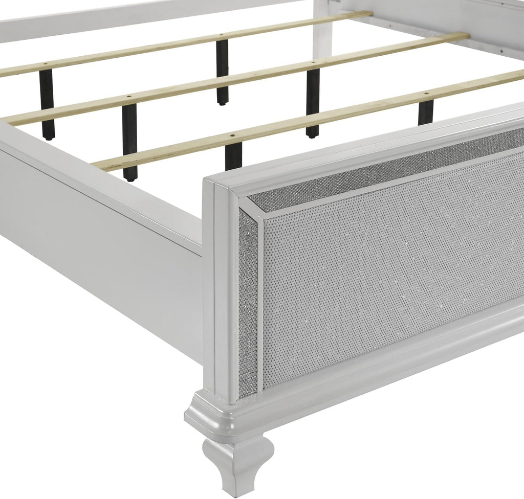 HomeStock White Bed Frame with Lights - Modern Bedroom Furniture - Headboard & Footboard California King