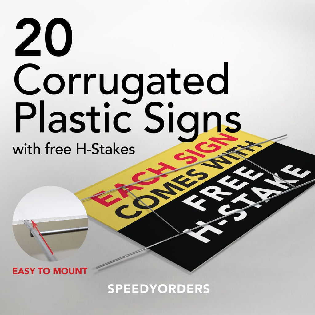 SPEEDYORDERS 20QTY Custom Yard Signs With Stakes, Double Sided, Personalized Printed, Full Color, Design Your Own, 18x24 Inches, Plastic, Plant Theme