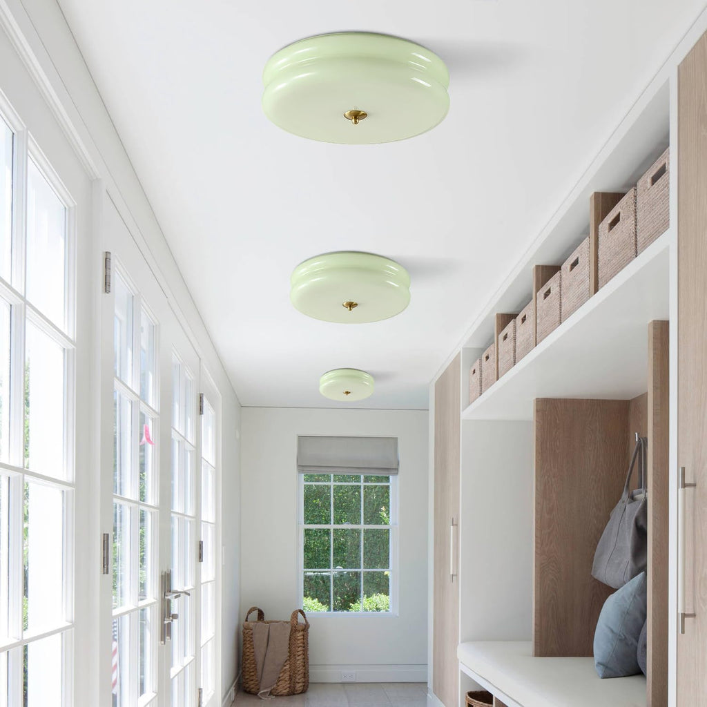 KCO Lighting Mid Century Modern LED Ceiling Lights Mint Green Glass Ceiling Lamp Large Hallway Ceiling Light Nordic Vintage Round Semi Flush Ceiling Light Fixture