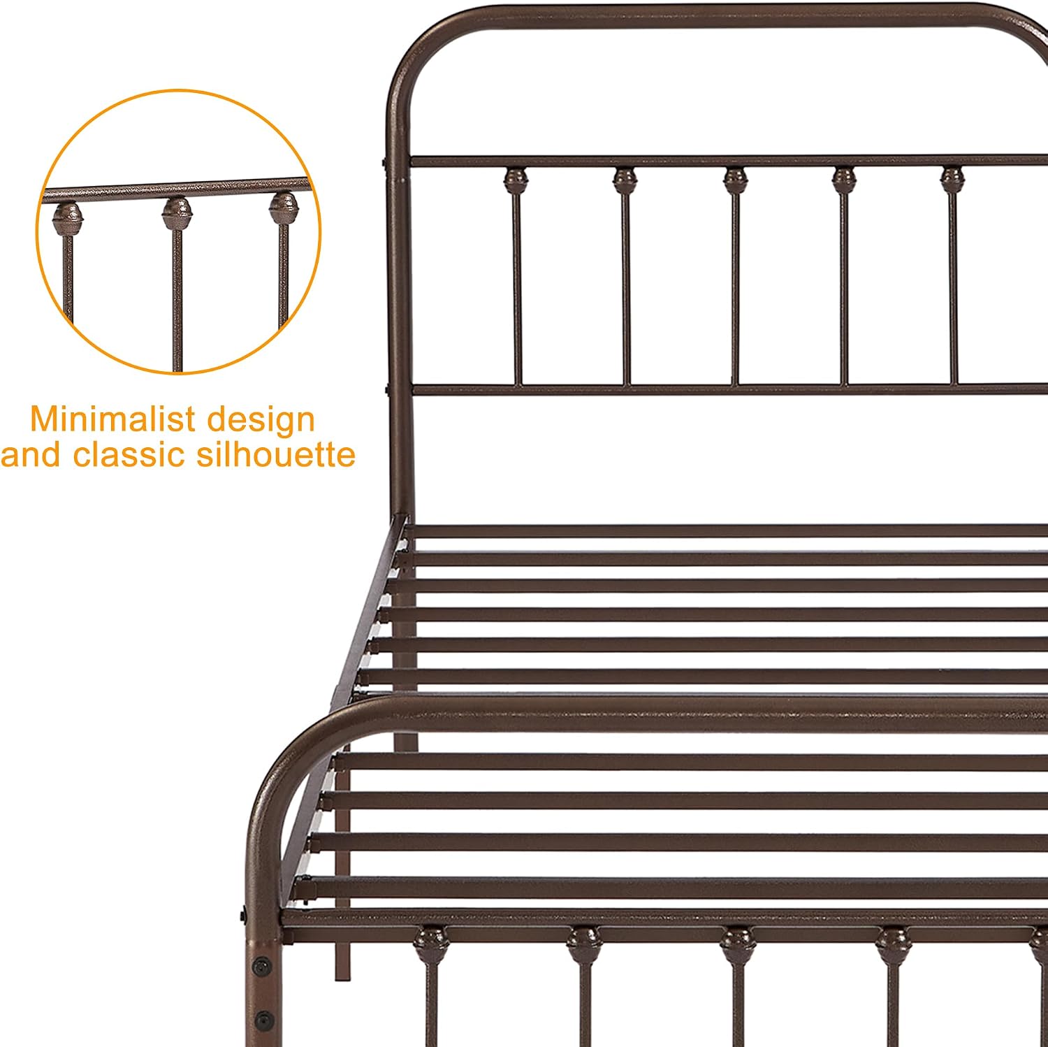 VECELO Twin Size Victorian Style Metal Bed Frame with Headboard Classic Metal Platform Bed Frame Mattress Foundation with Footboard/Under Bed Storage/No Box Spring Aple 2 Set