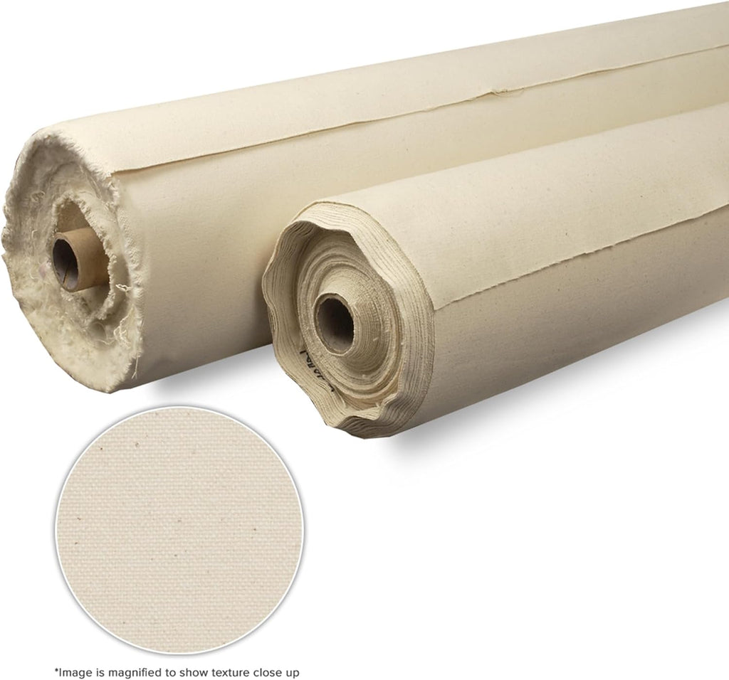 Creative Mark Unprimed Cotton Duck Deluxe Canvas Roll - 7 Ounce Single Fill Roll - 52' x 30 Yards - Uniform Medium Texture - Economy Cotton Sheeting - Bulk Un-Stretched Duck Canvas Fabric for Artists