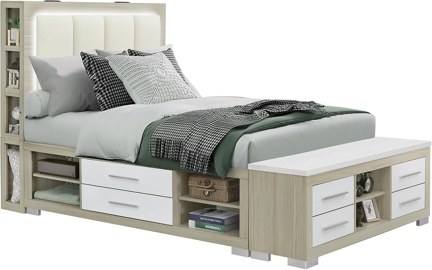 5PC Natural White Full Bedroom Set HA215