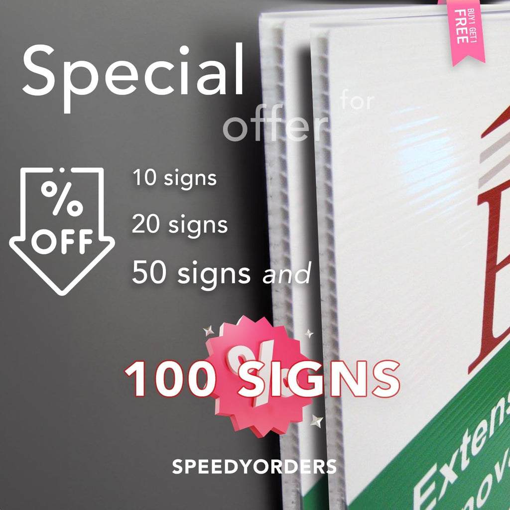 SPEEDYSHOTS 4QTY Custom Yard Signs With Stakes, Double Sided, Personalized Printed, Full Color Lawn Signs, Design Your Own Outdoor, Size 24x36, White