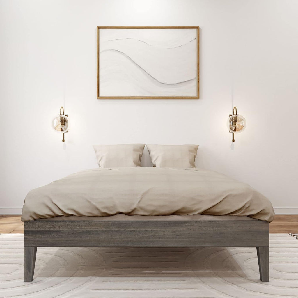 Plank+Beam Solid Wood Platform Bed Frame, Strong Wood Slat Support, No Box Spring Needed, Easy Assembly, Driftwood, Full