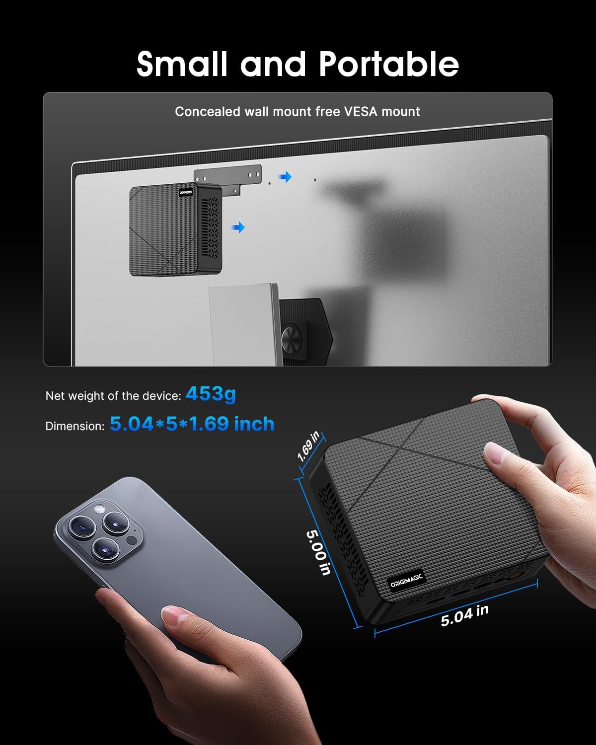 C3 Mini PC Intel Core i3 5005U, 8GB 1600MHz DDR3L RAM 512GB SSD, Dual HDMI, USB3.2 Type A, USB-C/WiFi/BT 5.0, Business Office Mini Computer, Installed Windows 10(Cannot Upgraded)