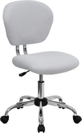 Flash Furniture Beverly Mid-Back White Mesh Padded Swivel Task Office Chair with Chrome Base