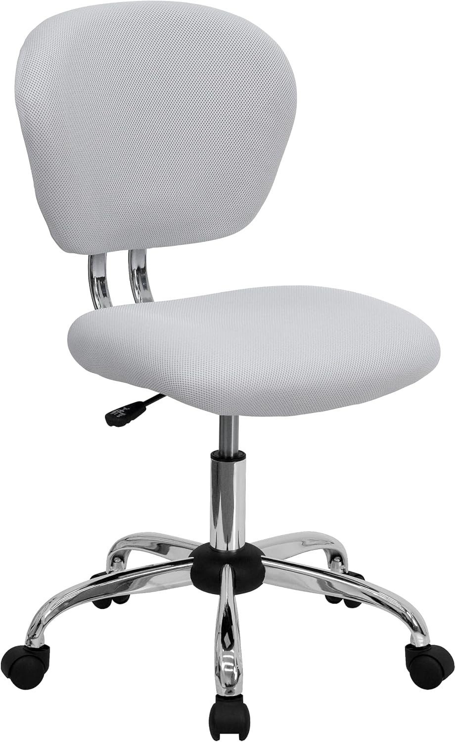 Flash Furniture Beverly Mid-Back White Mesh Padded Swivel Task Office Chair with Chrome Base