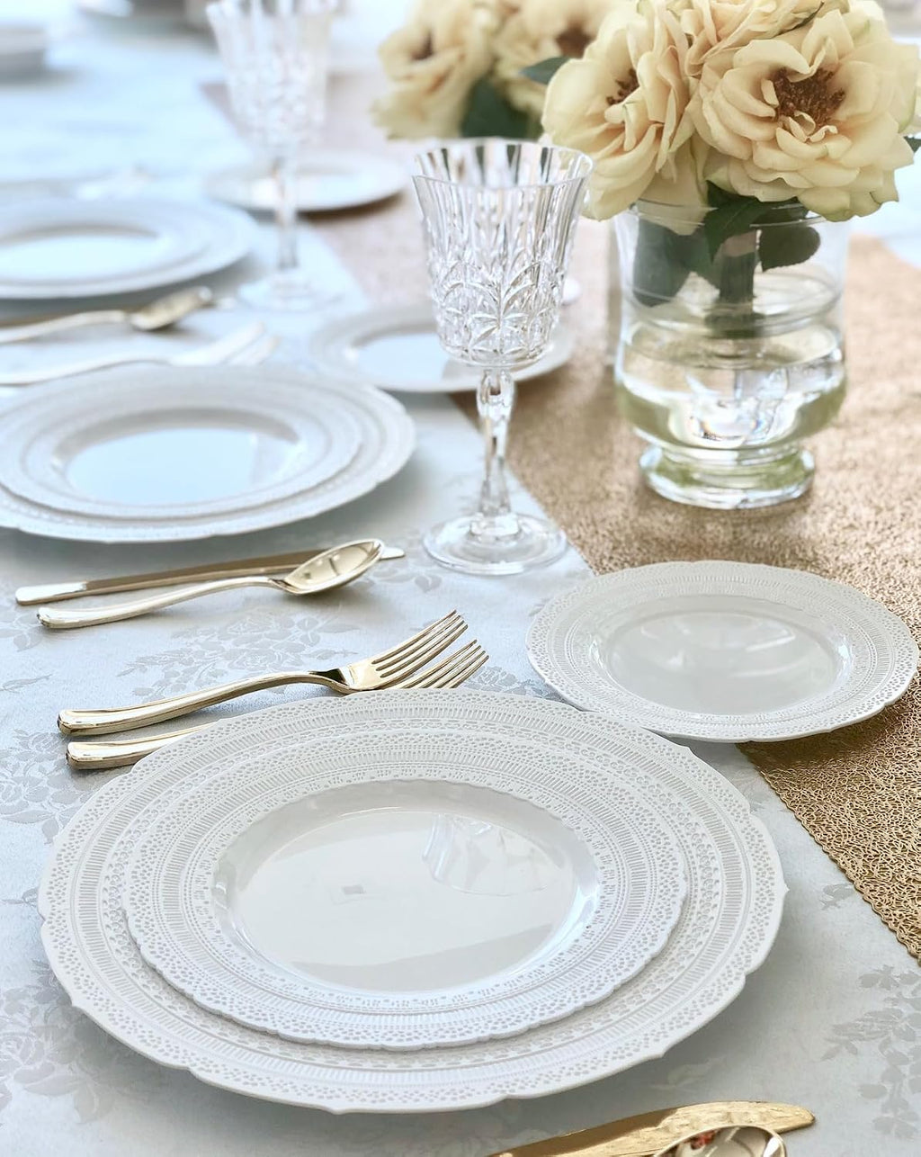 ' OCCASIONS ' 240 Bowls Pack, Extra Heavyweight Vintage Wedding Party Disposable Plastic Bowls (14 oz Soup Bowl, Chateau White)