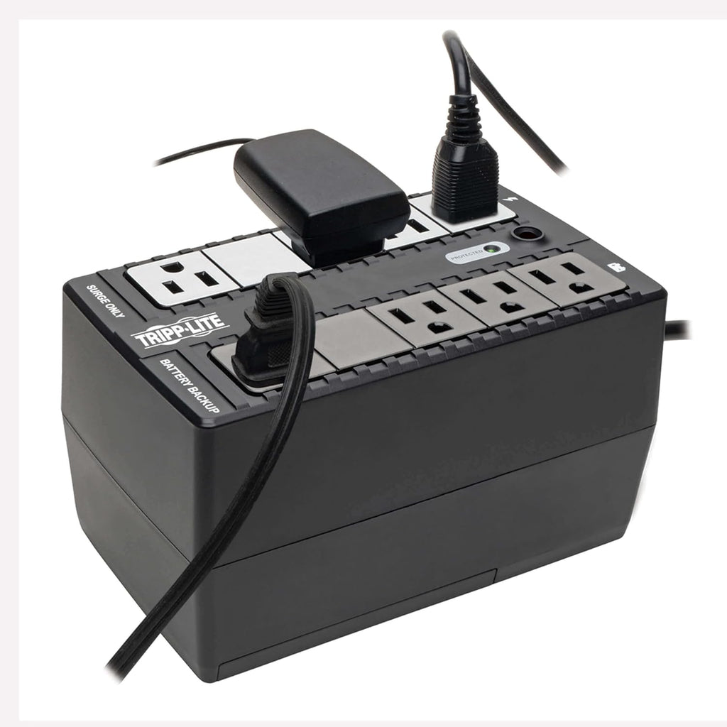Tripp Lite 500VA Mini UPS Battery Backup Surge Protector, 8 Outlets, Uninterruptible Power Supply, Small UPS for Home & Office, TV & Computer UPS, 3-Year Warranty & $100,000 Insurance (BC500)