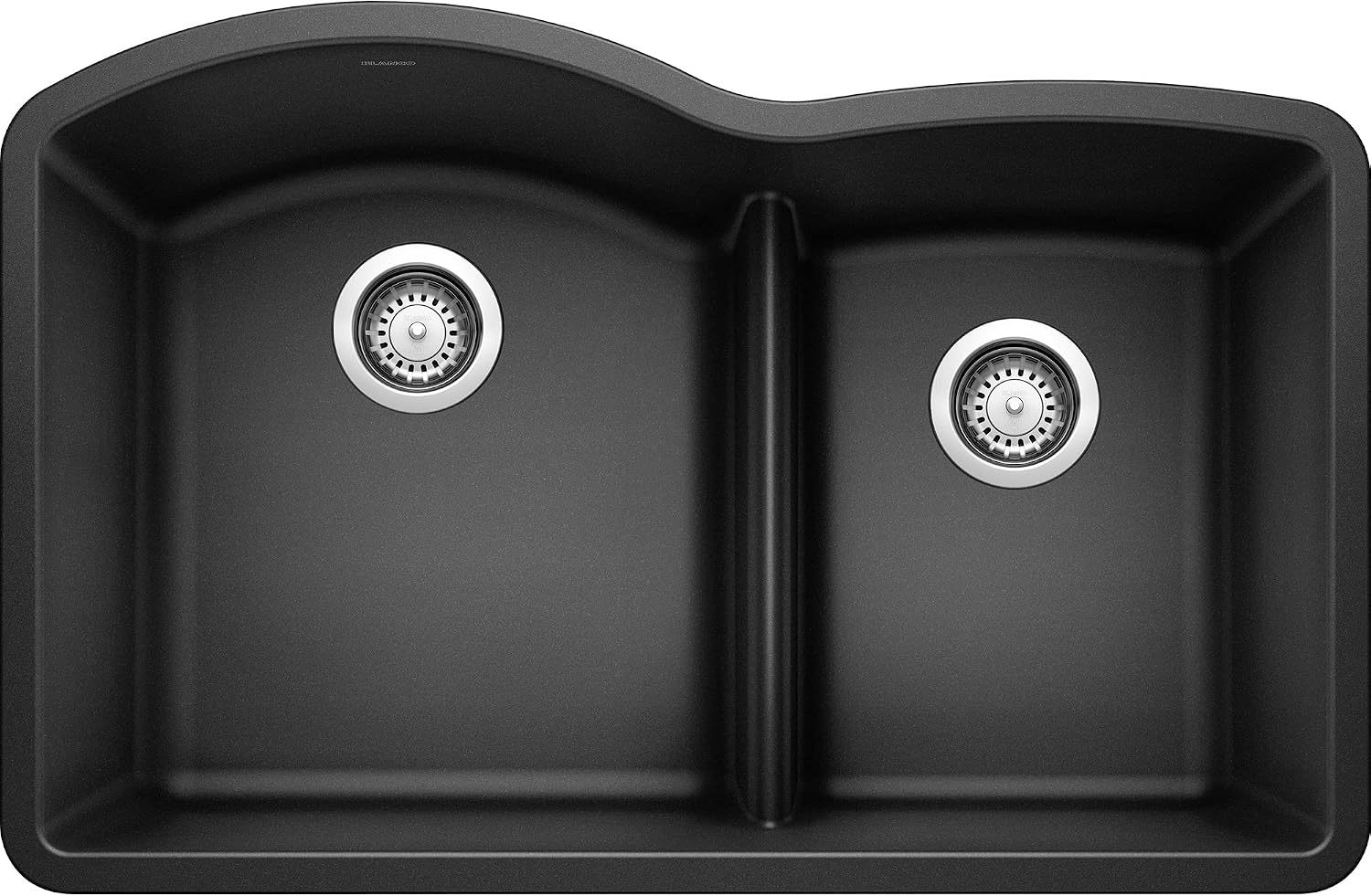 BLANCO, Anthracite 441590 DIAMOND SILGRANIT 60/40 Double Bowl Undermount Kitchen Sink with Low Divide, 32' X 21'