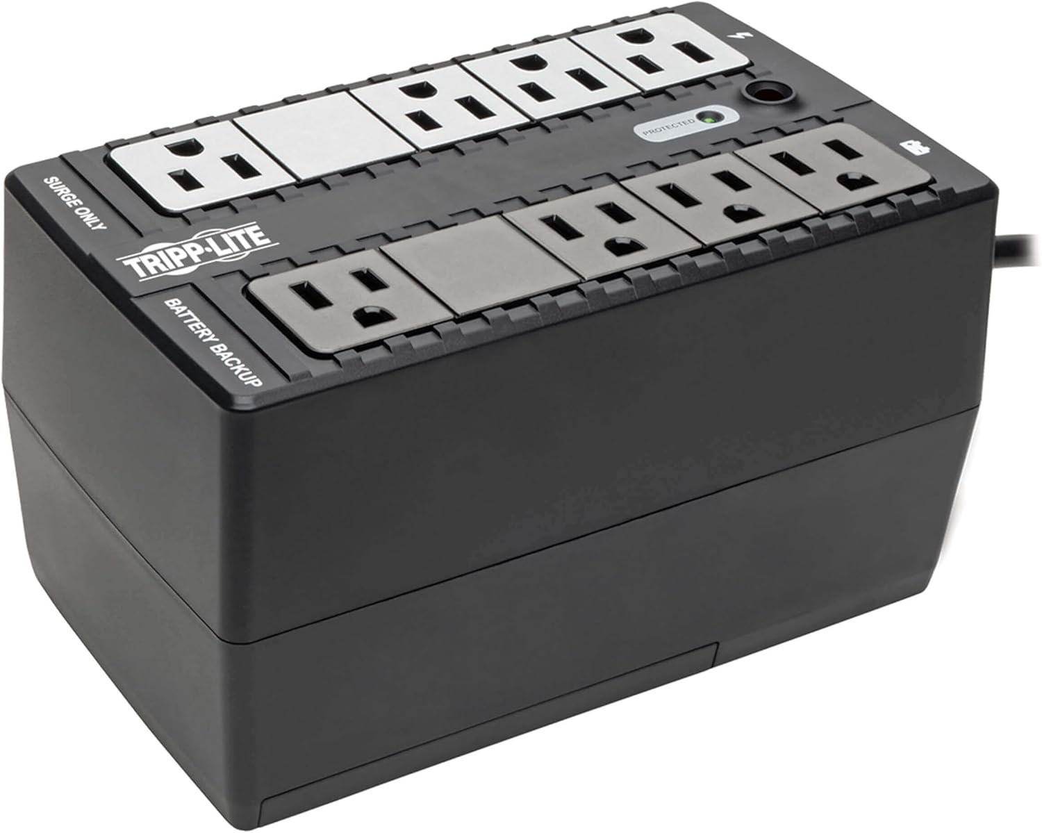 Tripp Lite 500VA Mini UPS Battery Backup Surge Protector, 8 Outlets, Uninterruptible Power Supply, Small UPS for Home & Office, TV & Computer UPS, 3-Year Warranty & $100,000 Insurance (BC500)