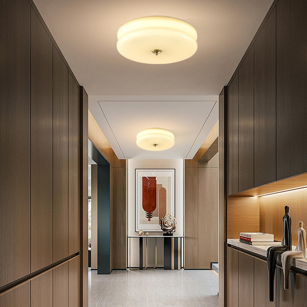 KCO Lighting Modern Yellow Glass Ceiling Light Modern Hallway Ceiling Lights Retro Flush Mount Ceiling Light Mid Century Overhead Lighting Large Flush Mount Kitchen Light