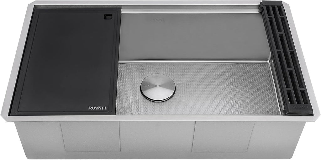 Ruvati Hex Bottom 33-inch Workstation Scratch Resistant Embossed Texture Kitchen Sink Stainless Steel - RVH8633