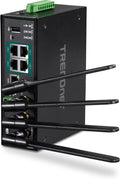 TRENDnet Industrial AC1200 Wireless Gigabit PoE+ Router, TI-WP100, IP30 Housing, Dual-WAN, Dual-Band WiFi, VPN, Inter-VLAN Routing