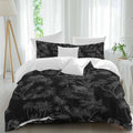 Prime Leader Forest Animal Duvet Cover Set Queen Size 4 Pieces Vintage Forest Elephant Leopard Black Bedding Set with Zipper Closure, 1 Comforter Cover 86x86 Inches 1 Flat Sheet & 2 Pillow Cases