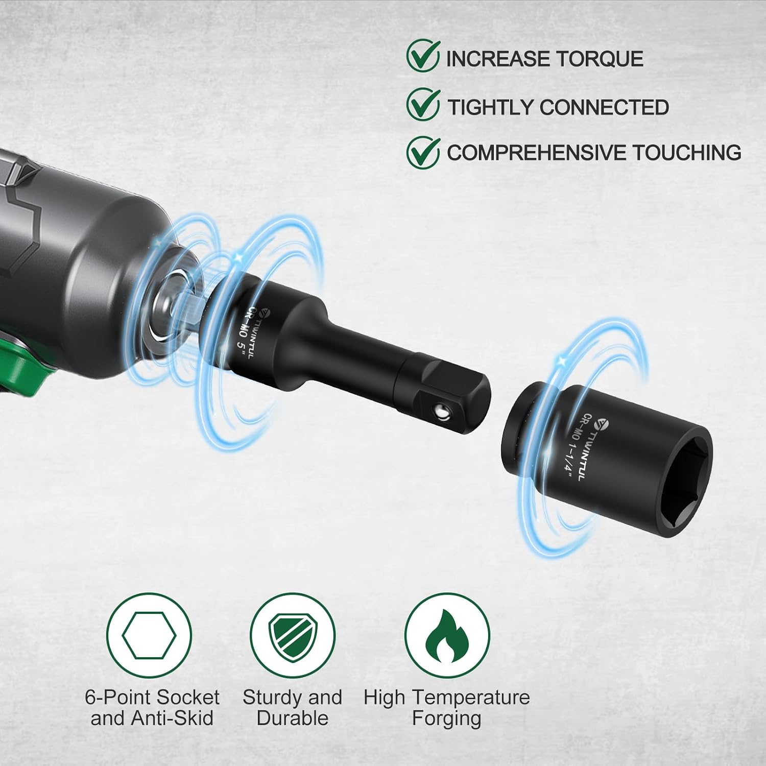 3/4' Drive Deep Impact Socket Set, 23 Pcs SAE Sizes 3/4' to 2' with 24T Ratchet, 18' Sliding T-Bar & Extension Bars, CR-MO Steel, Heavy Duty Impact Socket for Truck & Equipment Repair