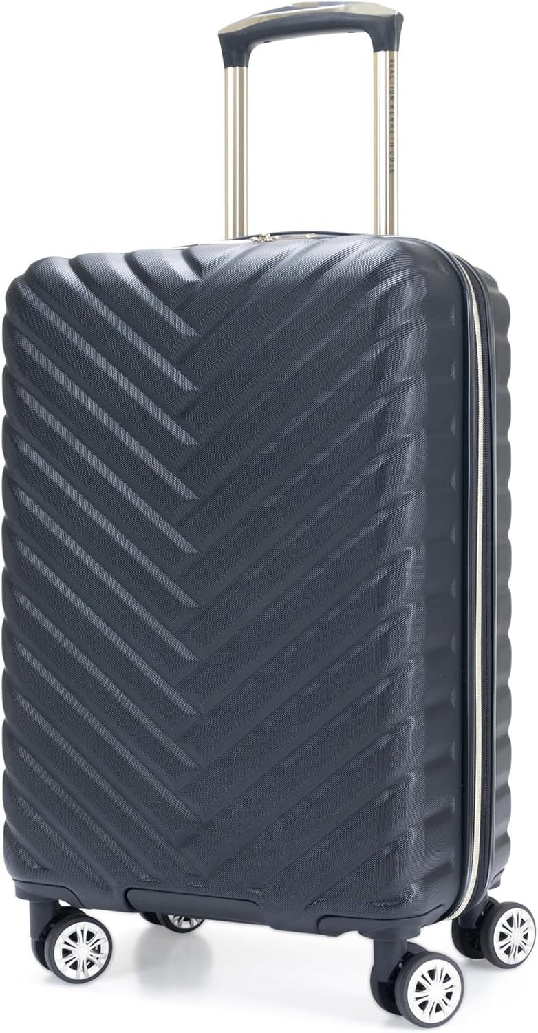 Kenneth Cole REACTION Madison Square Lightweight Hardside Chevron Expandable Spinner Luggage, Black, 2-Piece Set (20' & 28')