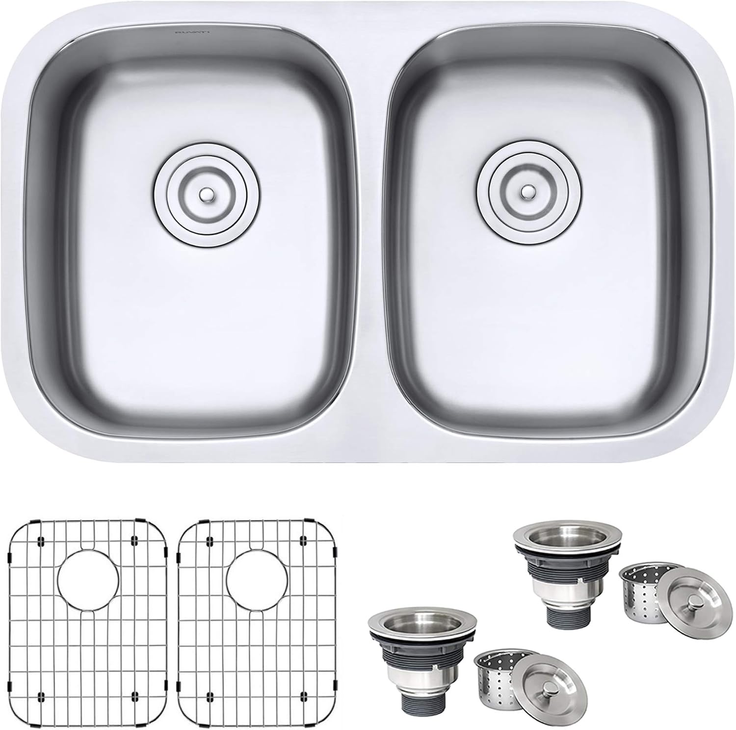 Ruvati 29-inch Undermount Kitchen Sink – 50/50 Double Bowl Kitchen Sink, 16 Gauge T-304 Stainless Steel Sinks, Deep Basin Sinks, Brushed Finish – RVM4301