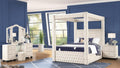 Luxurious Four Poster Full 4 Pc Vanity Bedroom Set Made with Wood in Cream